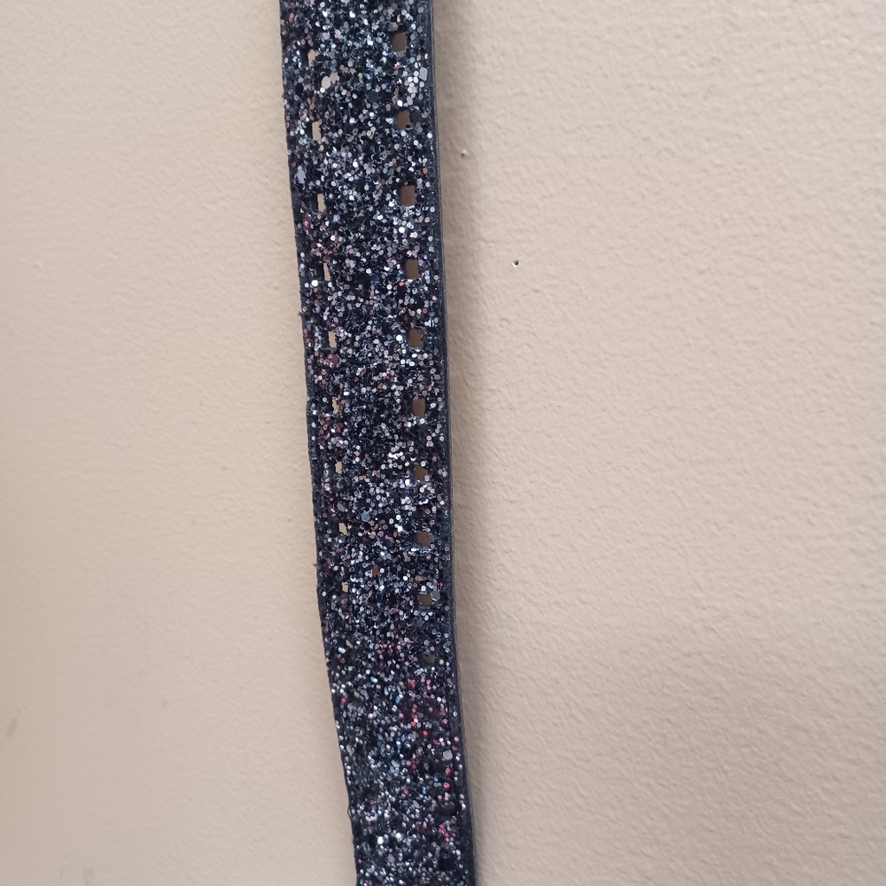 Sparkly Black Belt with Silver Buckle - XL - Picture 6 of 9